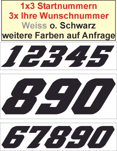 Startnummer zahlen - 3, ×