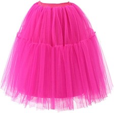 Damen Vintage Tüllrock 5 Lage Prinzessin Falten Petticoat Ballettrock Karneval