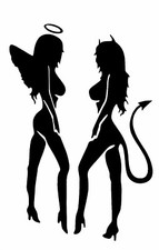 Auto Aufkleber PKW Sexy Frauen Engel und Teufel  Sticker  Tuning P94