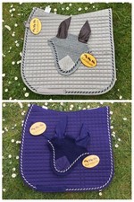 Kavalkade Schabracken-Set Letizia Dressur o. VS/marine o. grau + Fliegenohren WB