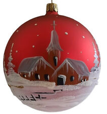 Weihnachts-Fensterkugel  rot 10cm Winter mundgeblasen & handbemalt Lauscha