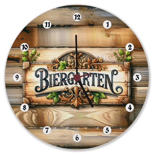 Biergarten wanduhr aus mdf - wanduhr,