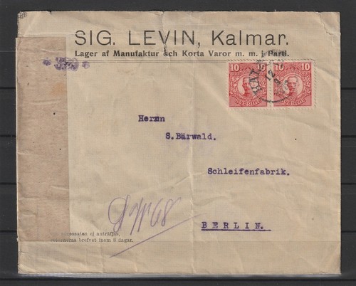 Schweden brief von kalmar - von, nach
