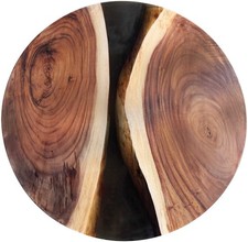Epoxidharz Tischplatte River Table Rund Schwarz Walnuss Massivholz ø900x35mm