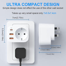 Unidapt Reiseadapter UK-Adapter Deutschland England-Stecker mit 3 USB 1 Typ C PD