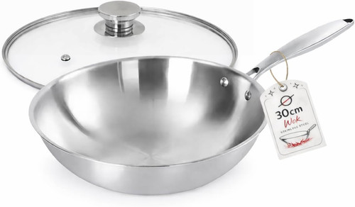 Wok pfanne aus - wok, edelstahl