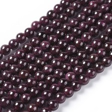 Granat ~ 5mm 1 Stang Perlen Kugeln rund bordeaux rot Schmuck basteln Edelstein