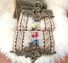 Vintage dänische Blumen Kreuzstich Stickerei Wandbehang Nadelspitze Glockenzug Kunst