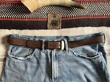 Levis Vintage Ledergürtel 39 - 43" Italian Leather Made USA Heavy Brass Buckle