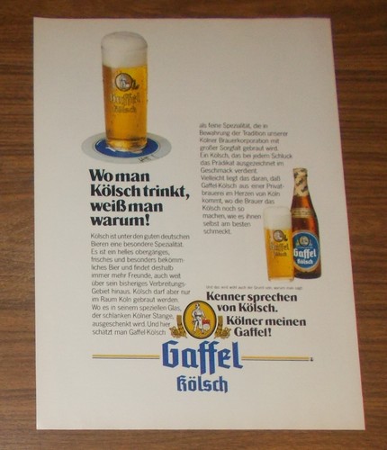 Seltene werbung gaffel kölsch - seltene,