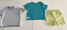 Zara Baby Boy 3er Set 2x Shirts & 1x Shorts 80 Gelb Limone Grau Petrol gestreift