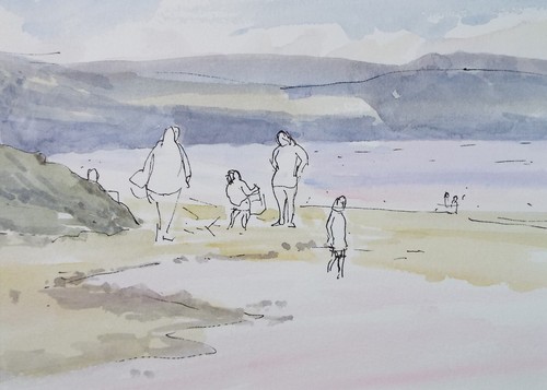 Original aquarell figuren am - original, 'figuren