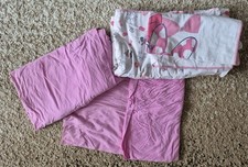 Bettwäsche-Set 4 Teil für Mädchen Bettbezug Flanell Kissenbezug 2 Laken Rosa 