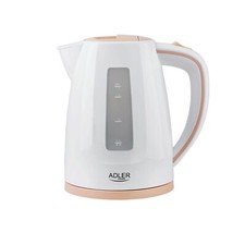 Adler Wasserkocher 1,7 Liter 2200 Watt Kalkfilter weiß / beige AD 1264 