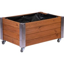 Pflanzkasten Hochbeet mit Rollen Metallecken Blumenkasten Holz Kräuterbeet