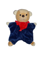 Bär Teddy Bear Teddybär Schmusetuch Schnuffeltuch blau beige Tuch rot Sterntaler