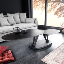 Couchtisch MOVEMENT - schwarz grau - Beton Schiefer Keramik - 2 Ebenen - drehbar