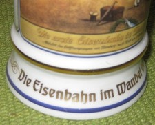Eisenbahn im Wandel der Zeit Bierkrug farbig 0,5l mit Zinndeckel
