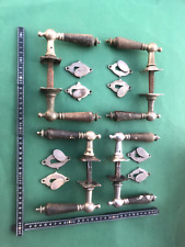 Türklinken für 4 Türen, Jugendstil, um 1900, Neusilber,  mit Handhabe aus Horn