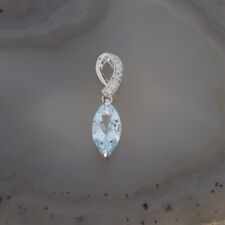 Wert 450 € Brillant Aquamarin Anhänger in 585 14 Karat Weiß Gold