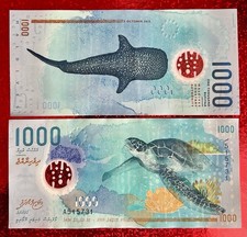 1000 Rufiyaa Geldschein Malediven Walhai Rarität Banknote NEU