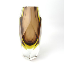 Murano Glas Vase Blockvase Sommerso Venetian Glass Italy Vintage Retro 19,2cm