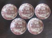 5 antike Suppenteller Broadhurst Staffordshire Ironstone England Ø 20 cm Vintage