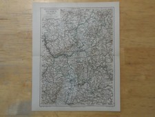 Orig.(1908) Lithographie Landkarte Großherzogtum Hessen (N14)