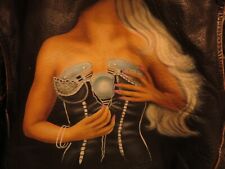 Exklusive Biker Chopper Rocker Lederjacke m. Airbrush Schwarz XL Einzelstück