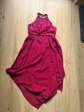 Kleid bordeauxrot, silberne Pailetten, gerafft, vorne länger, Gr. 170/176,Iefiel