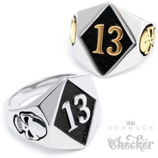 Lucky 13 Edelstahl Ring Silber