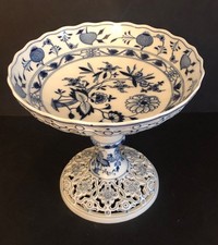 Großer antiker Meissen Tafelaufsatz Zwiebelmuster- Schale auf Fuß 1.WAHL um 1900