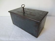 JEAN BISMANS ANTIQUITÄT GELD KASSETTE EISEN TRUHE ALT ANTIK 1900 MIT SCHLÜSSEL!