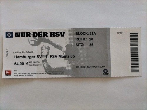 Sammler ticket hsv fsv - 16/17,