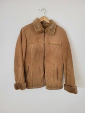 Lederjacke Wildleder Braun Vintage Mit Fell Besatz TCM L