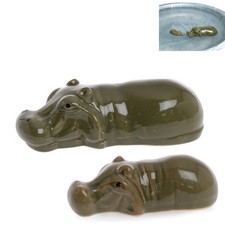 Flusspferd 2er Set cm aus Porzellan schwimmend  7-15 cm als Teich Deko - Deko