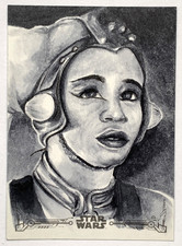 2020 Star Wars Black & White ROTJ Oola 1/1 Sketch Card by Frank Sansone
