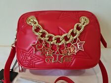 Versace Jeans Couture Stars Umhängetasche Rot Gesteppt Anhänger Buchstabenriemen Neu