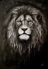 Original Kohlezeichnung Löwe