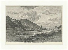 Heidelberg im Jubiläumsjahr Krabbes Deutsches Reich Fluß Ufer Holzstich E 16293