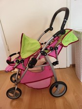 Kinder Doppel Puppenwagen GROSS Zwillingsbuggy verstellbare Sitze und Griff