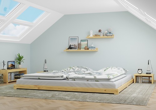 Niedriges bodenbett 200x200 - niedriges,