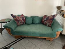  Sofa Canape Ottomane Massivholz mit Stoff bezogen, antik, Rarität m Tisch 