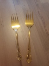 Solingen 2 Gabeln hartvergoldet 23/24 Karat