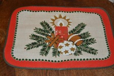Orig. 70er Jahre Weihnachtsdeckchen, Set, 40 x 28 cm Kerzenmotiv True Vintage