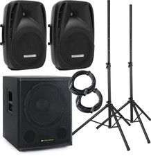 DJ PA Aktiv Komplett Anlage Gesangsanlage Set 1x 18" Subwoofer 2x 12" Hochtöner