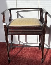  Hocker Sitzbank Klavierhocker klappbare Sitzfläche Innenfach antik  19Jh