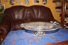 Tortenplatte auf Fuß , Glas, Durchmesser ca. 35 cm, Höhe ca. 11 cm