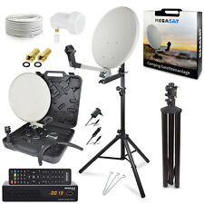 MEGASAT Camping Koffer SAT Anlage Schüssel + HD Receiver + LNB + Kabel + Stativ