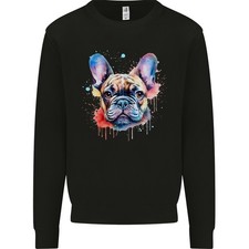 Französische Bulldogge Wasserfarbe Hund Herren Sweatshirt Pullover